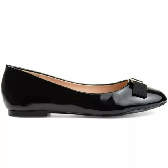 Journee Collection Kim 2 Ballet Flats Black Patent - Picture 2 of 8